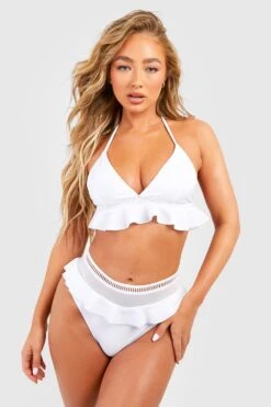 Rüschen-Bikini Mit Hohem Bund -Stil Formen Verkäufe gzz41144 white xl 2