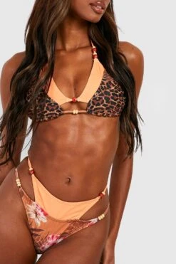 Bikini-Set Mit Tropischem Leopardenprint -Stil Formen Verkäufe gzz41200 golden20orange xl 3