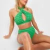 Strukturierter Neckholder-Bikini Mit Hohem Bund 1 Strukturierter Neckholder-Bikini Mit Hohem Bund -Stil Formen Verkäufe gzz41212 green xl