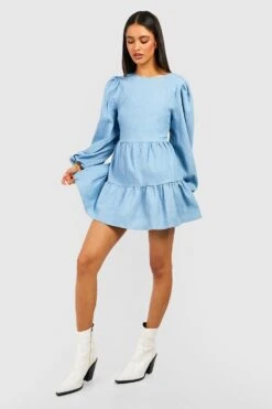 Rückenfreies Skaterkleid Mit Volumenärmeln -Stil Formen Verkäufe gzz41676 light20blue xl 2