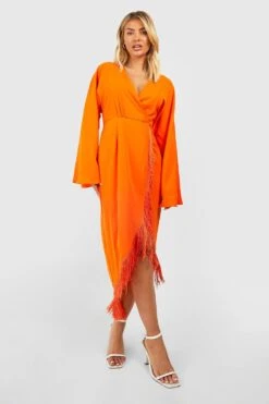Wickel-Midikleid Mit Quasten-Saum -Stil Formen Verkäufe gzz41689 orange xl 2