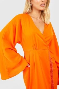Wickel-Midikleid Mit Quasten-Saum -Stil Formen Verkäufe gzz41689 orange xl 3