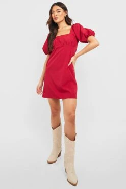 Minikleid Mit Puffärmeln -Stil Formen Verkäufe gzz41696 red xl 2