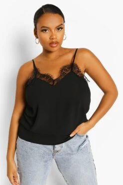 Plus Trägertop Mit Spitzenborte