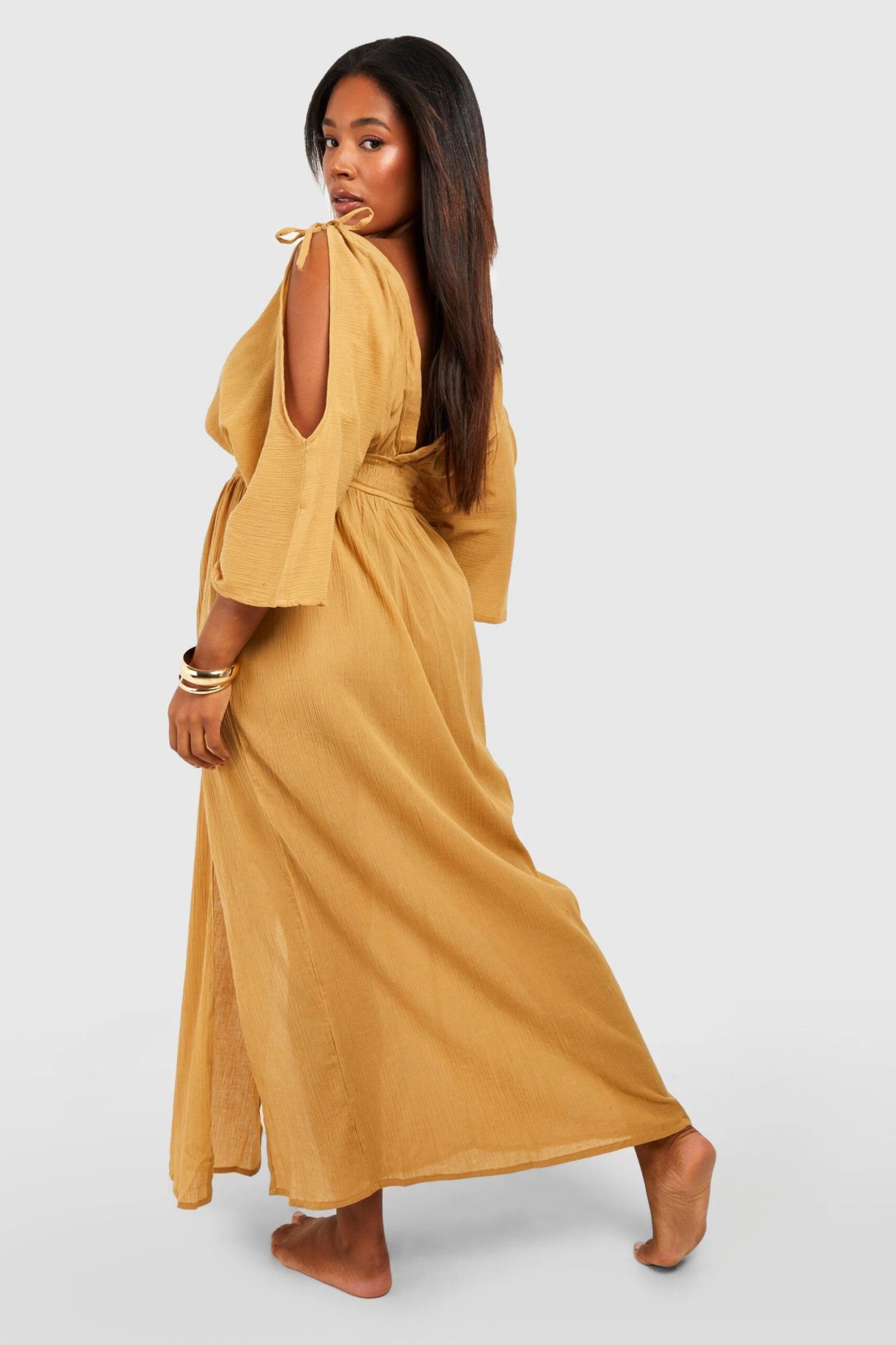 Plus Schulterfreies Maxi-Strandkleid 4 Plus Schulterfreies Maxi-Strandkleid – Bild 2