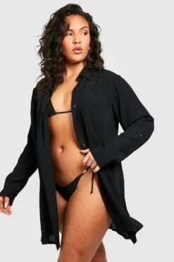 Plus Strandhemd In Knitteroptik -Stil Formen Verkäufe gzz41815 black xl 2