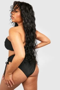 Plus Bandeau-Bikinioberteil Mit Geraffter Front -Stil Formen Verkäufe gzz41869 black xl 1