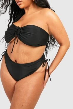 Plus Bandeau-Bikinioberteil Mit Geraffter Front -Stil Formen Verkäufe gzz41869 black xl 3