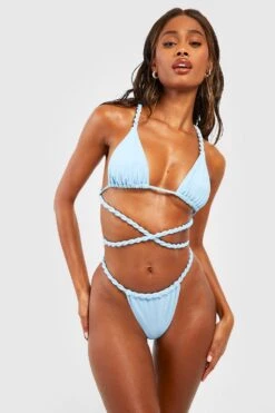 Wickel Triangle-Bikini Mit Schnür-Detail