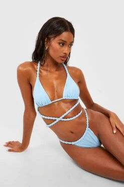 Wickel Triangle-Bikini Mit Schnür-Detail 8 Wickel Triangle-Bikini Mit Schnür-Detail -Stil Formen Verkäufe gzz42515 ice20blue xl 2