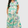 Plus Florales Maxikleid Mit Weiten Ärmeln 1 Plus Florales Maxikleid Mit Weiten Ärmeln -Stil Formen Verkäufe gzz42549 green xl