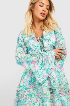 Florales Rüschen-Smokkleid Mit Schnür-Detail 9 Florales Rüschen-Smokkleid Mit Schnür-Detail -Stil Formen Verkäufe gzz42580 multi xl 3