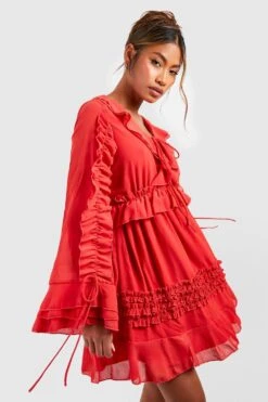 Rüschen-Smokkleid Mit Schnür-Detail