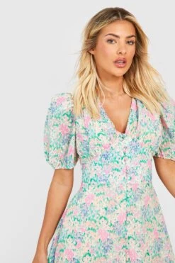 Strukturiertes Florales Midikleid Mit Knopfleiste 9 Strukturiertes Florales Midikleid Mit Knopfleiste -Stil Formen Verkäufe gzz42608 pink xl 3