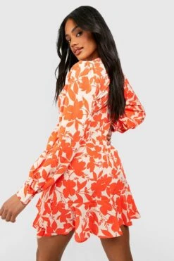 Florales Skater-Kleid Mit Rüschen 7 Florales Skater-Kleid Mit Rüschen -Stil Formen Verkäufe gzz42613 orange xl 1