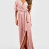Brautjungfern Plissee Wickel-Maxikleid 1 Brautjungfern Plissee Wickel-Maxikleid -Stil Formen Verkäufe gzz42644 rose xl