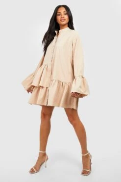 Smok-Kleid Mit Rüschen-Detail -Stil Formen Verkäufe gzz42648 stone xl 2