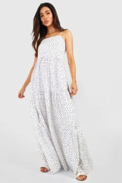 Gestuftes Gepunktetes Maxikleid