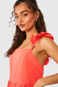 Midi-Smokkleid Mit Rüschen -Stil Formen Verkäufe gzz42673 red xl 3