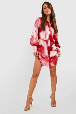 Oversize Hemdkleid Mit Print -Stil Formen Verkäufe gzz42689 pink xl 2