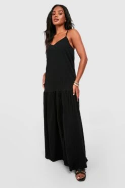 Smok-Maxikleid Aus Leinen Mit V-Ausschnitt -Stil Formen Verkäufe gzz42713 black xl 2