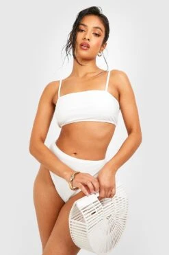 Petite Essentials-Bikinioberteil Mit Geradem Ausschnitt -Stil Formen Verkäufe gzz42912 white xl 2