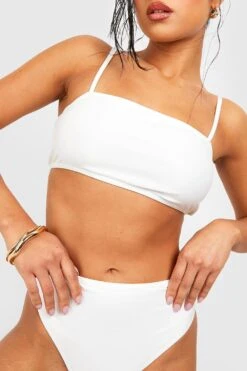 Petite Essentials-Bikinioberteil Mit Geradem Ausschnitt -Stil Formen Verkäufe gzz42912 white xl 3