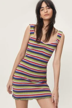 Geripptes Minikleid Mit Streifen 8 Geripptes Minikleid Mit Streifen -Stil Formen Verkäufe gzz43777 multi xl 2