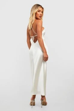 Neckholder Satin-Slipkleid Mit Schnür-Detail -Stil Formen Verkäufe gzz43792 champagne xl 1