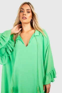 Plus Smock-Maxikleid Mit Rüschen-Detail -Stil Formen Verkäufe gzz44045 green xl 3