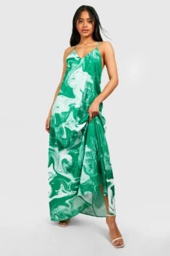 Maxikleid Mit Marmor-Print