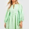 Plus Strukturiertes Gingham-Smokkleid -Stil Formen Verkäufe gzz44109 green xl