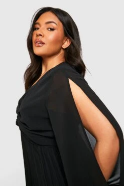 Plus Chiffon Midi-Skaterkleid Mit Twist Vorne -Stil Formen Verkäufe gzz44123 black xl 2