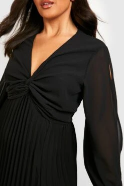 Plus Chiffon Midi-Skaterkleid Mit Twist Vorne -Stil Formen Verkäufe gzz44123 black xl 3