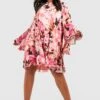 Plus Florales Smokkleid Mit Weiten Ärmeln 2 Plus Florales Smokkleid Mit Weiten Ärmeln -Stil Formen Verkäufe gzz44124 pink xl