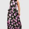 Plus Florales Neckholder-Maxikleid Mit Rüschen -Stil Formen Verkäufe gzz44125 black xl