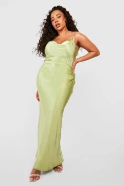 Plus Brautjungfern Satin-Maxikleid Mit Wasserfallausschnitt -Stil Formen Verkäufe gzz44149 sage xl 2