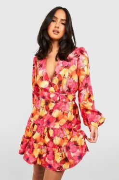 Florales Skaterkleid Mit Gestuftem Saum -Stil Formen Verkäufe gzz44251 pink xl 3