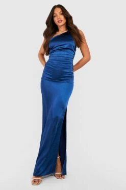 Tall Einärmliges Gerafftes Brautjungfern Satin-Maxikleid -Stil Formen Verkäufe gzz44254 navy xl 2