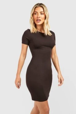 Kurzärmliges Basic Minikleid 8 Kurzärmliges Basic Minikleid -Stil Formen Verkäufe gzz44636 chocolate xl 2