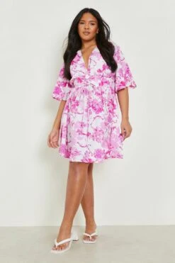 Plus Geschnürtes Skaterkleid Mit Porzellan-Print 8 Plus Geschnürtes Skaterkleid Mit Porzellan-Print -Stil Formen Verkäufe gzz46242 pink xl 2