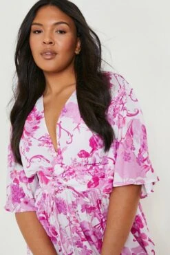 Plus Geschnürtes Skaterkleid Mit Porzellan-Print 9 Plus Geschnürtes Skaterkleid Mit Porzellan-Print -Stil Formen Verkäufe gzz46242 pink xl 3