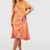 Plus Wickel-Midikleid Mit Tigerprint -Stil Formen Verkäufe gzz46245 orange xl
