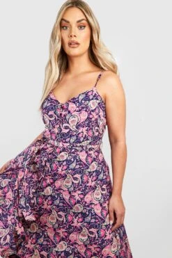 Plus Midikleid Mit Knopf-Detail Und Rüschensaum -Stil Formen Verkäufe gzz46262 navy xl 3