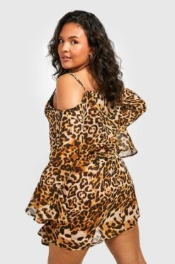Plus Strandkleid Mit Leopardenprint -Stil Formen Verkäufe gzz46271 brown xl 1