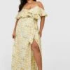 Plus Florales Cold-Shoulder Maxikleid -Stil Formen Verkäufe gzz46273 yellow xl