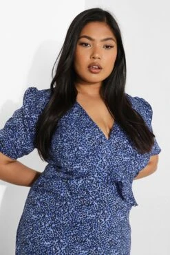 Plus Gemustertes Rüschen-Maxikleid -Stil Formen Verkäufe gzz46281 blue xl 3