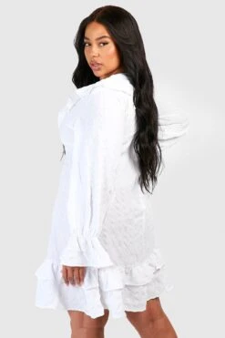 Plus Strukturiertes Rüschen-Skaterkleid -Stil Formen Verkäufe gzz46292 white xl 1