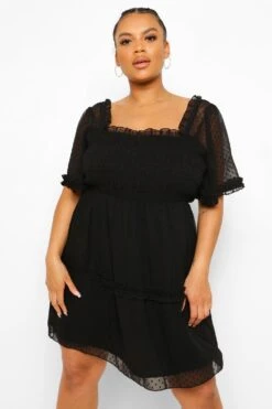 Plus Gerafftes Chiffon-Smokkleid -Stil Formen Verkäufe gzz46302 black xl 3