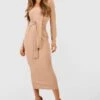 Rundhals-Midikleid Mit Geschnürter Taille -Stil Formen Verkäufe gzz46364 camel xl
